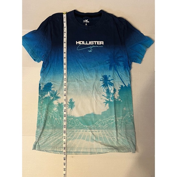Hollister Mens Blue Ombre Palm Tree Graphic T-Shirt Vaporwave Tropical Size M - Picture 6 of 6
